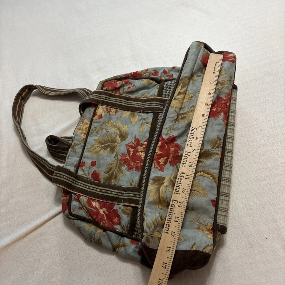 MODA HOME Cotton Floral‎ Fabric Tote Travel Bag Crafts Computer Plastic Storage